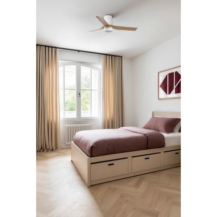 FARO 33833WT-1TW - LED Stmievateľný stropný ventilátor MINI PUNT TUB S LED/10W/230V 2700/4000/6000K hnedá/biela pr. 90 cm Wi-Fi Tuya + diaľkové ovládanie
