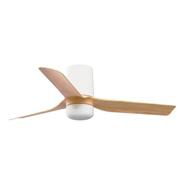FARO 33833WT-1TW - LED Stmievateľný stropný ventilátor MINI PUNT TUB S LED/10W/230V 2700/4000/6000K hnedá/biela pr. 90 cm Wi-Fi Tuya + diaľkové ovládanie