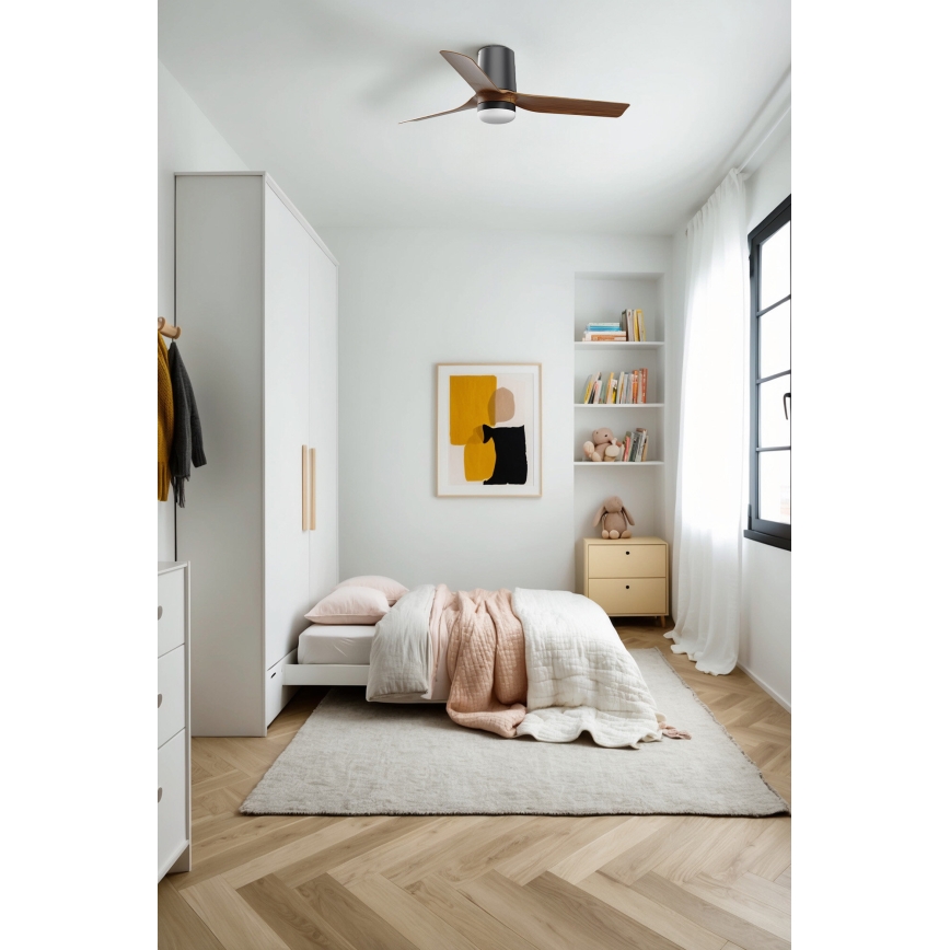 FARO 33835-1TW - LED Stmievateľný stropný ventilátor MINI PUNT TUB S LED/10W/230V 2700/4000/6000K pr. 90 cm hnedá/čierna + diaľkové ovládanie