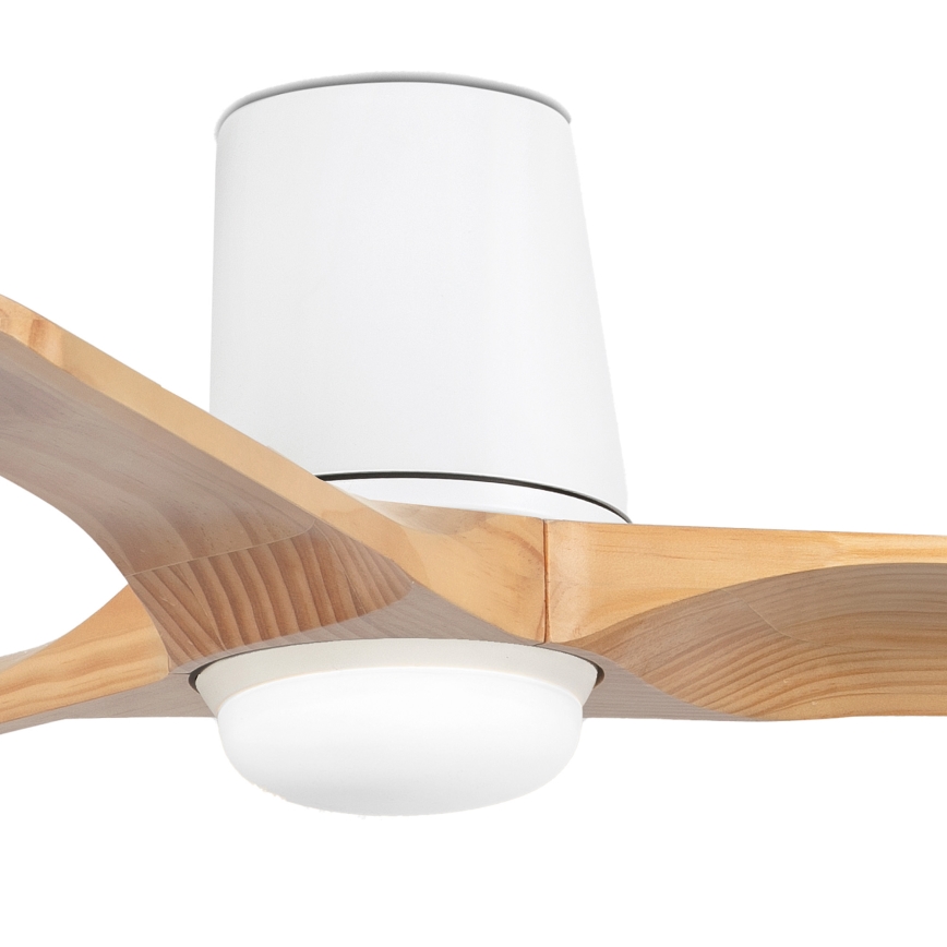 FARO 33836-1TW - LED Stmievateľný stropný ventilátor HEYWOOD TUB S LED/10W/230V 2700/4000/6000K borovica/biela pr. 90 cm + diaľkové ovládanie
