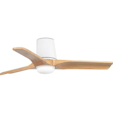 FARO 33836-1TW - LED stmievateľný stropný ventilátor HEYWOOD TUB s LED/10W/230V 2700/3000/4000K borovica/biela priemer 90 cm + diaľkové ovládanie