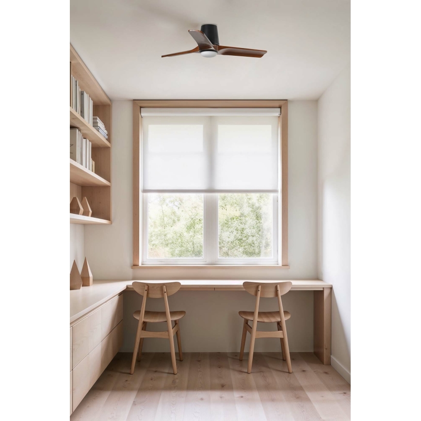 FARO 33837-1TW - LED stmievateľný stropný ventilátor HEYWOOD TUB s LED/10W/230V 2700/3000/4000K borovica/čierna pr. 90 cm + diaľkové ovládanie