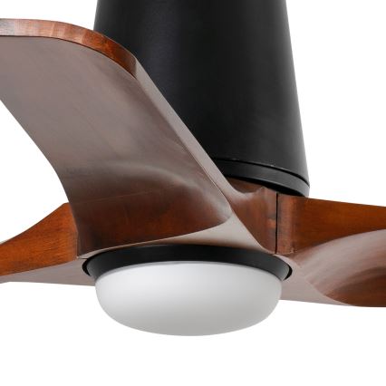 FARO 33837-1TW - LED stmievateľný stropný ventilátor HEYWOOD TUB s LED/10W/230V 2700/3000/4000K borovica/čierna pr. 90 cm + diaľkové ovládanie