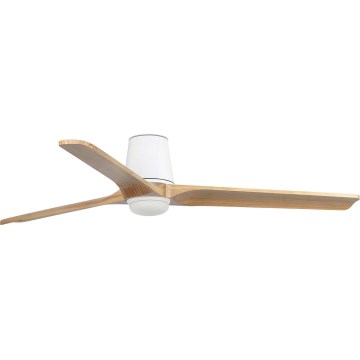 FARO 338381S - LED stmievateľný stropný ventilátor HEYWOOD TUB L LED/10W/230V 2700/3000/4000K priemer 132 cm drevo/biela + diaľkové ovládanie