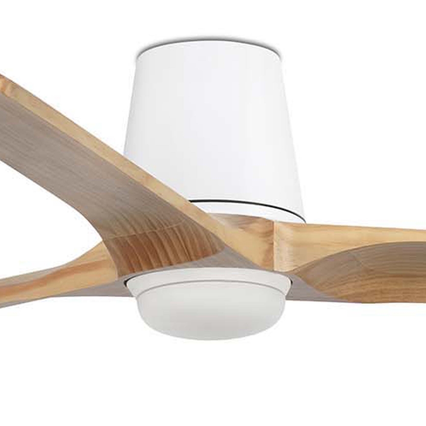 FARO 33838WT-1TW - LED stmievateľný stropný ventilátor HEYWOOD TUB L LED/10W/230V 2700/3000/4000K borovica/biela pr. 132 cm Wi-Fi Tuya + diaľkové ovládanie