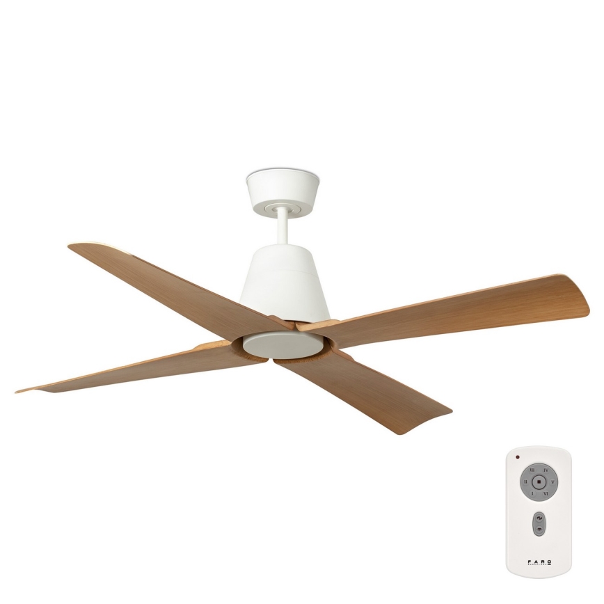 FARO 34105 - Stropný ventilátor TYPHOON M hnedá/biela pr. 130 cm IP44 + diaľkové ovládanie