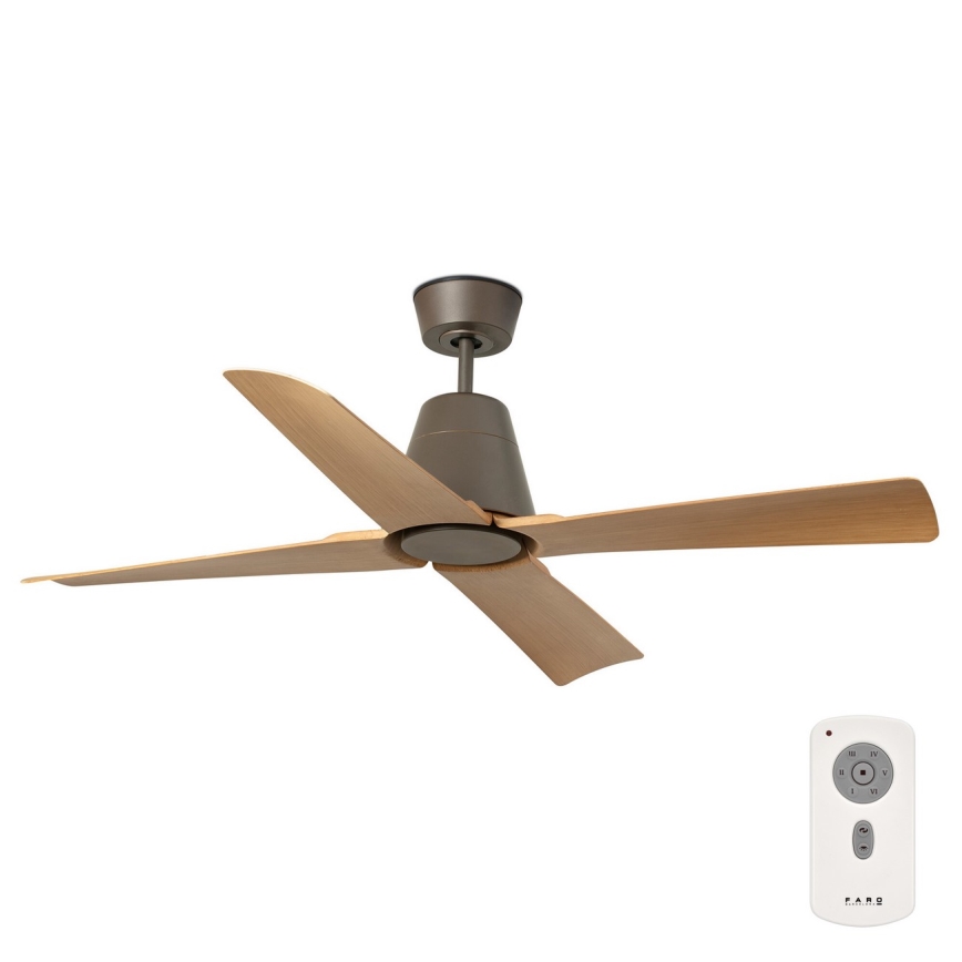 FARO 34106 - Stropný ventilátor TYPHOON M hnedá pr. 130 cm IP44 + diaľkové ovládanie