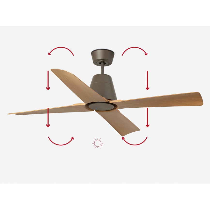 FARO 34106 - Stropný ventilátor TYPHOON M hnedá pr. 130 cm IP44 + diaľkové ovládanie
