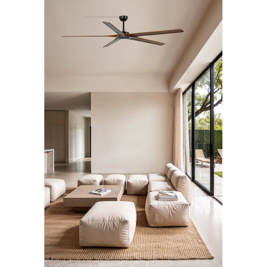 FARO 34190WT - Stropný ventilátor BIGWOOD XL borovica/čierna pr. 200 cm Wi-Fi Tuya + diaľkové ovládanie