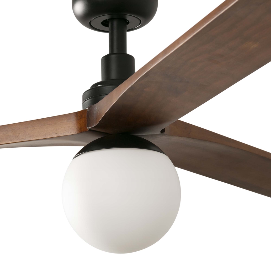 FARO 34276WT-11L - Stropný ventilátor KLIM L 1xE27/15W/230V drevo/čierna pr. 150 cm Wi-Fi Tuya + diaľkové ovládanie