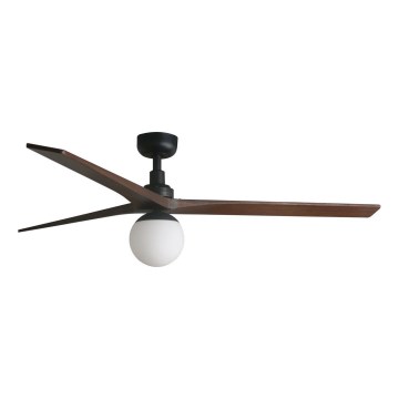 FARO 34276WT-11L - Stropný ventilátor KLIM L 1xE27/15W/230V drevo/čierna pr. 150 cm Wi-Fi Tuya + diaľkové ovládanie