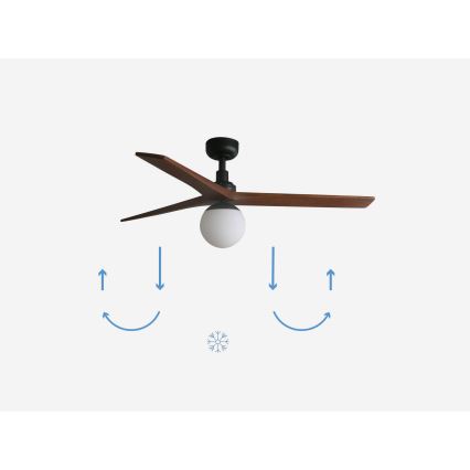 FARO 34277-11L - Stropný ventilátor KLIM M 1xE27/15W/230V drevo/čierna pr. 125 cm + diaľkové ovládanie