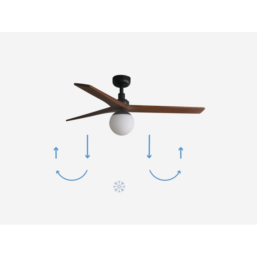 FARO 34277-11L - Stropný ventilátor KLIM M 1xE27/15W/230V drevo/čierna pr. 125 cm + diaľkové ovládanie