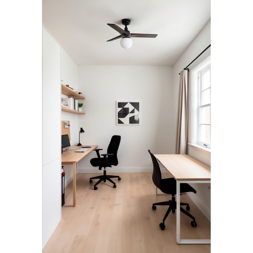 FARO 34278-11L - Stropný ventilátor KLIM S 1xE27/15W/230V drevo/čierna pr. 92,5 cm + diaľkové ovládanie