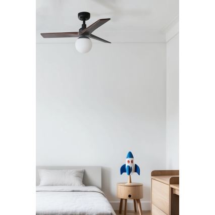 FARO 34278WT-11L - Stropný ventilátor KLIM S 1xE27/15W/230V drevo/čierna pr. 92,5 cm Wi-Fi Tuya + diaľkové ovládanie