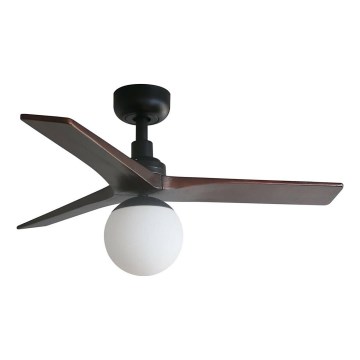 FARO 34278WT-11L - Stropný ventilátor KLIM S 1xE27/15W/230V drevo/čierna pr. 92,5 cm Wi-Fi Tuya + diaľkové ovládanie
