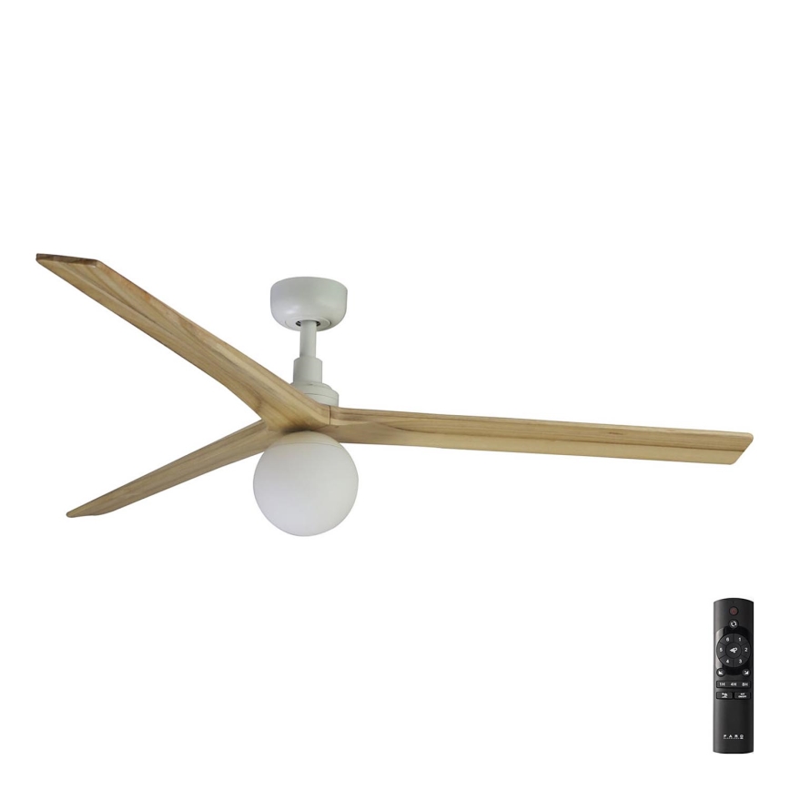 FARO 34279-11L - Stropný ventilátor KLIM L 1xE27/15W/230V dub/biela pr. 150 cm + diaľkové ovládanie