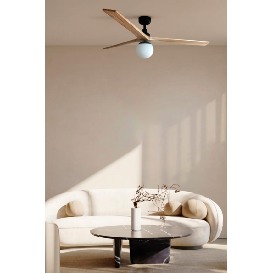 FARO 34279WT-11L - Stropný ventilátor KLIM L 1xE27/15W/230V drevo/biela pr. 150 cm Wi-Fi Tuya + diaľkové ovládanie