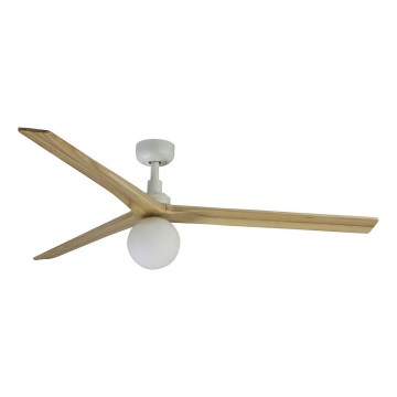 FARO 34279WT-11L - Stropný ventilátor KLIM L 1xE27/15W/230V drevo/biela pr. 150 cm Wi-Fi Tuya + diaľkové ovládanie
