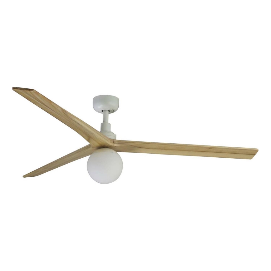 FARO 34279WT-11L - Stropný ventilátor KLIM L 1xE27/15W/230V drevo/biela pr. 150 cm Wi-Fi Tuya + diaľkové ovládanie