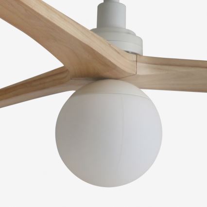 FARO 34280WT-11L - Stropný ventilátor KLIM M 1xE27/15W/230V drevo/biela pr. 125 cm Wi-Fi Tuya + diaľkové ovládanie