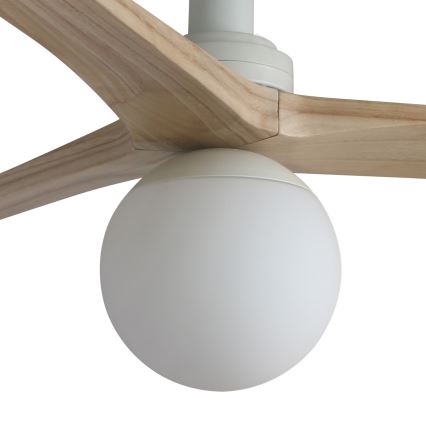FARO 34281WT-11L - Stropný ventilátor KLIM S 1xE27/15W/230V drevo/biela pr. 92,5 cm Wi-Fi Tuya + diaľkové ovládanie