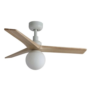 FARO 34281WT-11L - Stropný ventilátor KLIM S 1xE27/15W/230V drevo/biela pr. 92,5 cm Wi-Fi Tuya + diaľkové ovládanie
