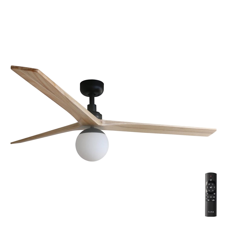 FARO 34282-11L - Stropný ventilátor KLIM L 1xE27/15W/230V drevo/čierna pr. 150 cm + diaľkové ovládanie