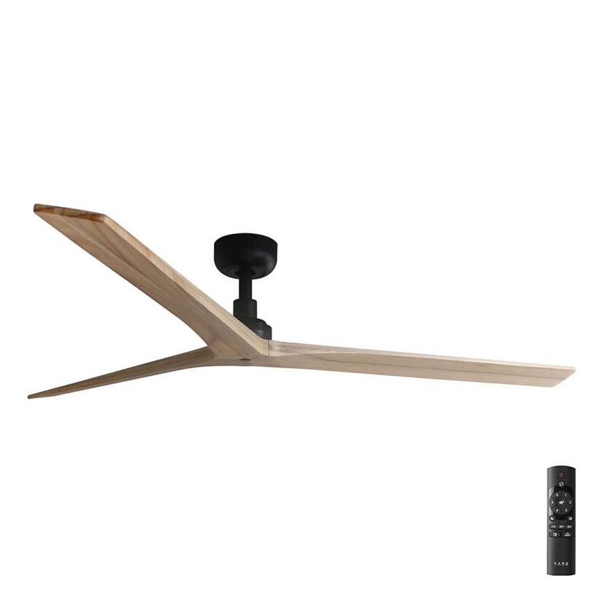 FARO 34282 - Stropný ventilátor KLIM L borovica/čierna pr. 150 cm + diaľkové ovládanie