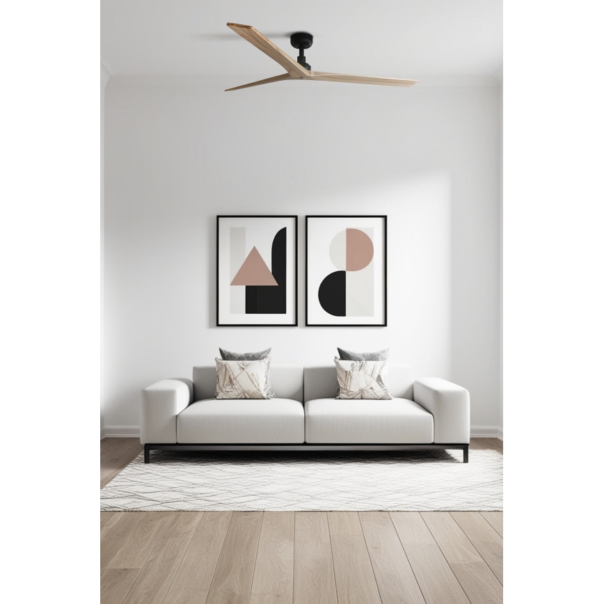 FARO 34282 - Stropný ventilátor KLIM L borovica/čierna pr. 150 cm + diaľkové ovládanie