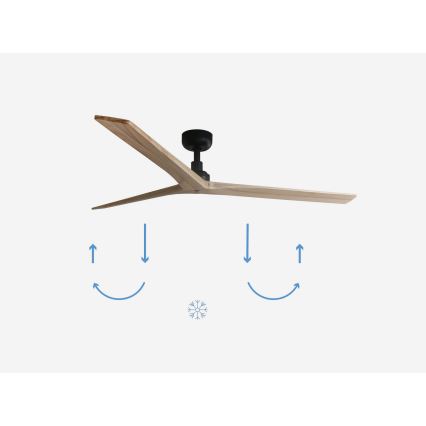 FARO 34282 - Stropný ventilátor KLIM L borovica/čierna pr. 150 cm + diaľkové ovládanie