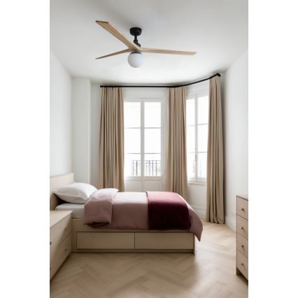 FARO 34282WT-11L - Stropný ventilátor KLIM L 1xE27/15W/230V drevo/čierna pr. 150 cm Wi-Fi Tuya + diaľkové ovládanie