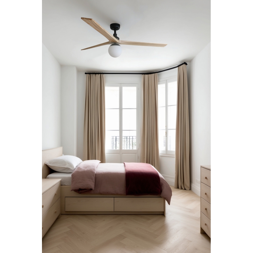 FARO 34282WT-11L - Stropný ventilátor KLIM L 1xE27/15W/230V drevo/čierna pr. 150 cm Wi-Fi Tuya + diaľkové ovládanie