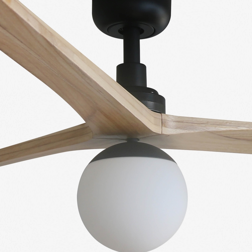 FARO 34282WT-11L - Stropný ventilátor KLIM L 1xE27/15W/230V drevo/čierna pr. 150 cm Wi-Fi Tuya + diaľkové ovládanie