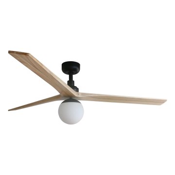 FARO 34282WT-11L - Stropný ventilátor KLIM L 1xE27/15W/230V drevo/čierna pr. 150 cm Wi-Fi Tuya + diaľkové ovládanie