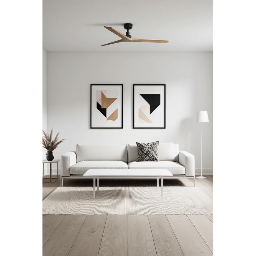 FARO 34283 - Stropný ventilátor KLIM M borovica/čierna pr. 125 cm + diaľkové ovládanie