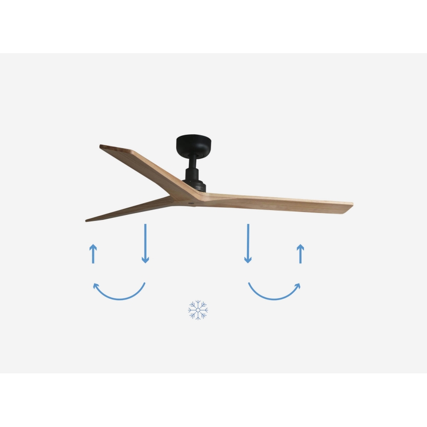 FARO 34283 - Stropný ventilátor KLIM M borovica/čierna pr. 125 cm + diaľkové ovládanie