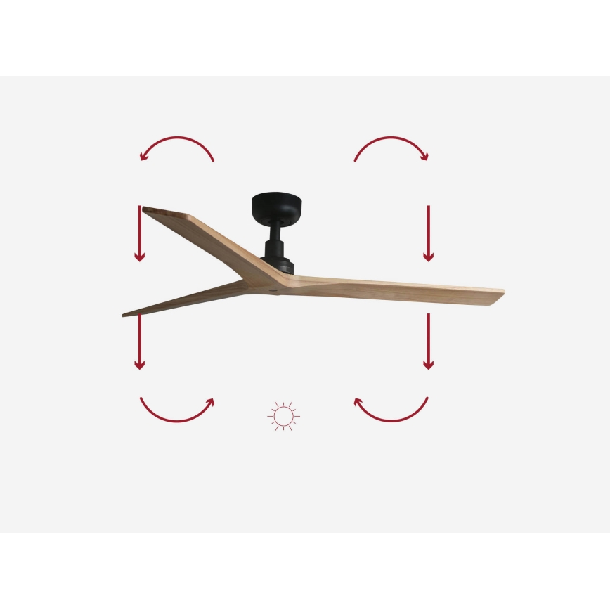 FARO 34283 - Stropný ventilátor KLIM M borovica/čierna pr. 125 cm + diaľkové ovládanie