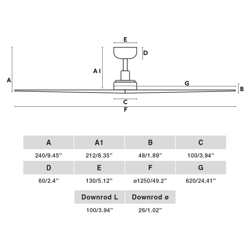 FARO 34283 - Stropný ventilátor KLIM M borovica/čierna pr. 125 cm + diaľkové ovládanie