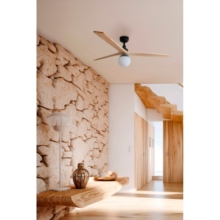FARO 34283WT-11L - Stropný ventilátor KLIM M 1xE27/15W/230V drevo/čierna pr. 125 cm Wi-Fi Tuya + diaľkové ovládanie