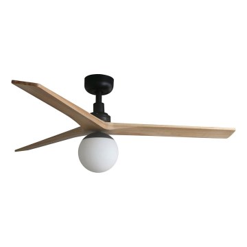 FARO 34283WT-11L - Stropný ventilátor KLIM M 1xE27/15W/230V drevo/čierna pr. 125 cm Wi-Fi Tuya + diaľkové ovládanie