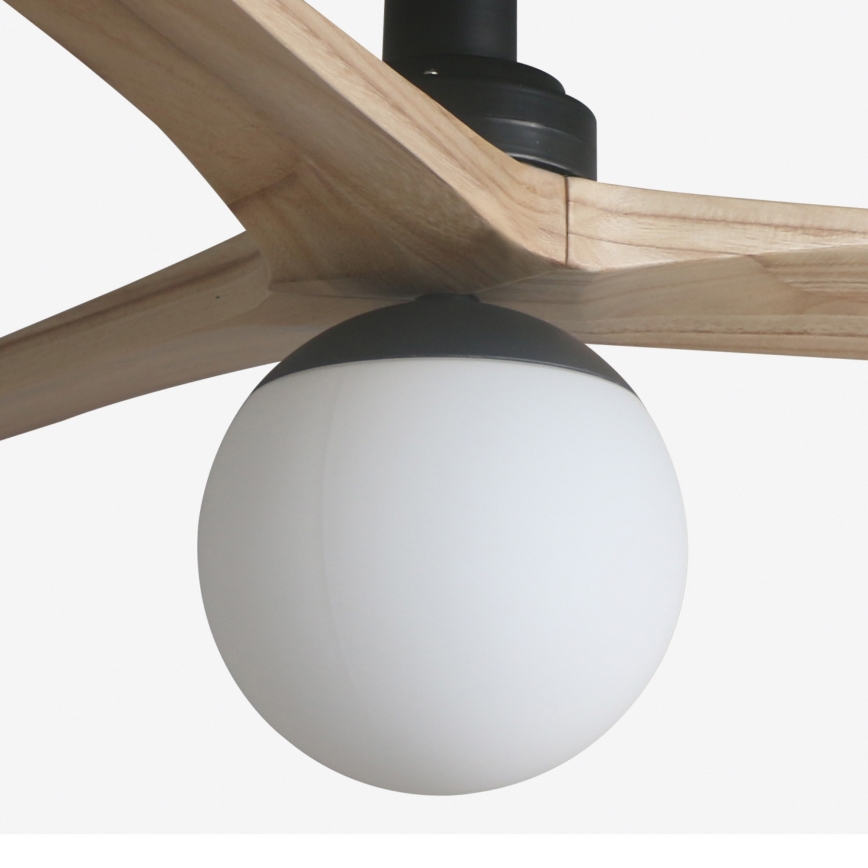 FARO 34284WT-11L - Stropný ventilátor KLIM S 1xE27/15W/230V borovica/čierna pr. 92,5 cm Wi-Fi Tuya + diaľkové ovládanie