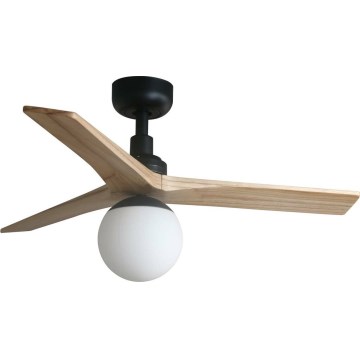 FARO 34284WT-11L - Stropný ventilátor KLIM S 1xE27/15W/230V borovica/čierna pr. 92,5 cm Wi-Fi Tuya + diaľkové ovládanie