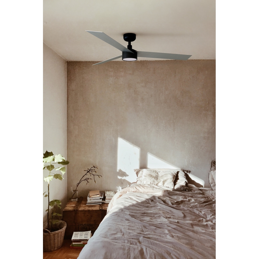 FARO 34286-1TW - LED stmievateľný stropný ventilátor CRUISER L LED/18W/230V 2700/3000/4000K pr. 132 cm čierna/šedá + diaľkové ovládanie