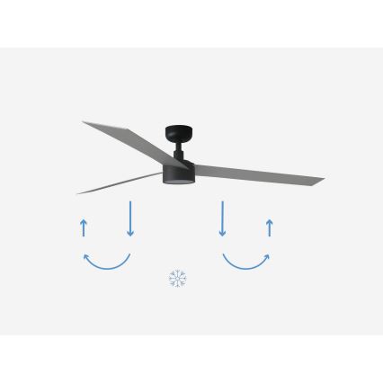 FARO 34287-1TW - LED Stmievateľný stropný ventilátor CRUISER XL LED/18W/230V 2700/4000/6500K pr. 160 cm čierna/šedá + diaľkové ovládanie