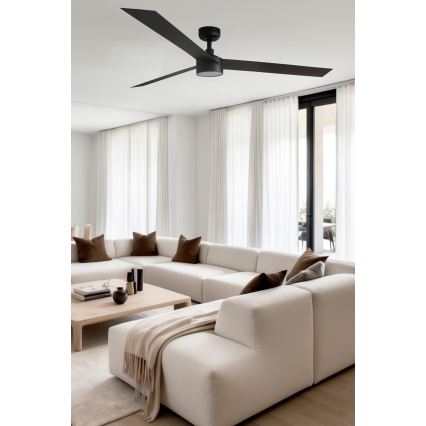 FARO 34293WT1S - LED stmievateľný stropný ventilátor CRUISER XL LED/18W/230V 2700/3000/4000K pr. 160 cm čierna Wi-Fi Tuya + diaľkové ovládanie