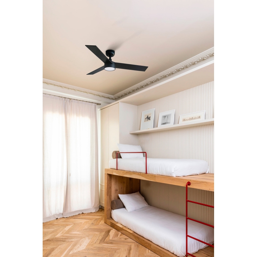 FARO 34296-1TW - LED Stmievateľný stropný ventilátor RUDDER S LED/18W/230V 2700/4000/6500K pr. 106 cm čierna + diaľkové ovládanie