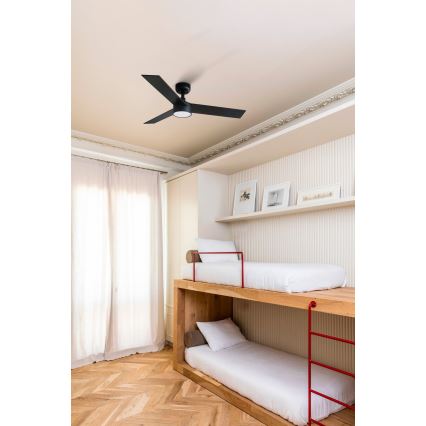 FARO 34296-1TW - LED stmievateľný stropný ventilátor RUDDER S LED/18W/230V 2700/3000/4000K priemer 106 cm čierna + diaľkové ovládanie