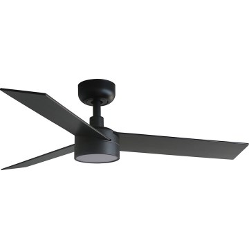 FARO 34296WT-1TW - LED Stmievateľný stropný ventilátor RUDDER S LED/18W/230V 2700/4350/6000K čierna/hnedá pr. 106 cm Wi-Fi Tuya + diaľkové ovládanie