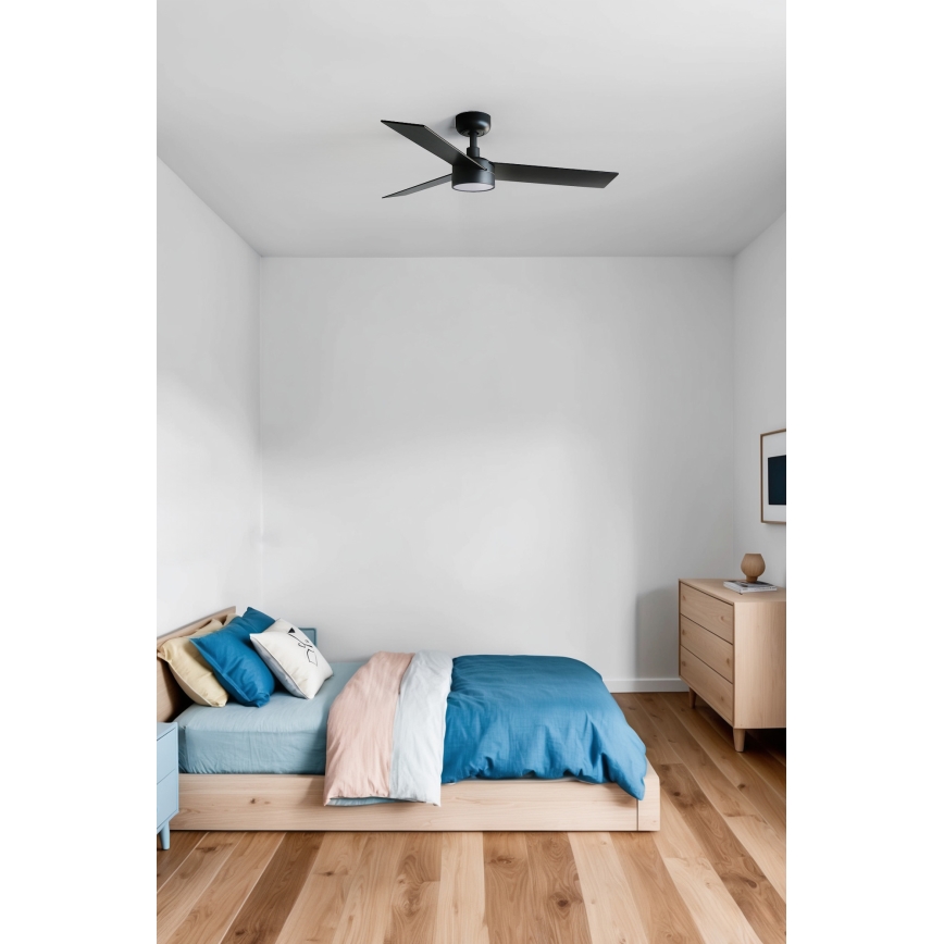 FARO 34296WT1S - LED stmievateľný stropný ventilátor RUDDER S LED/18 W/230 V 2700/3000/4000 K priemer 106 cm hnedá/čierna Wi-Fi Tuya + diaľkové ovládanie